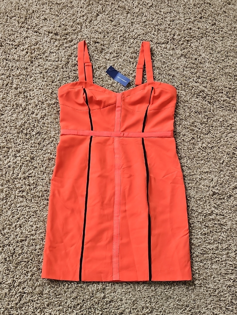 NWT Rebecca Minkoff Joy Dress Cocktail Piping "Fire" 10 Mini Sheath - Picture 3 of 7